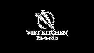 Viet Kitchen Eat-a-holic logo featuring utensil icon on black background